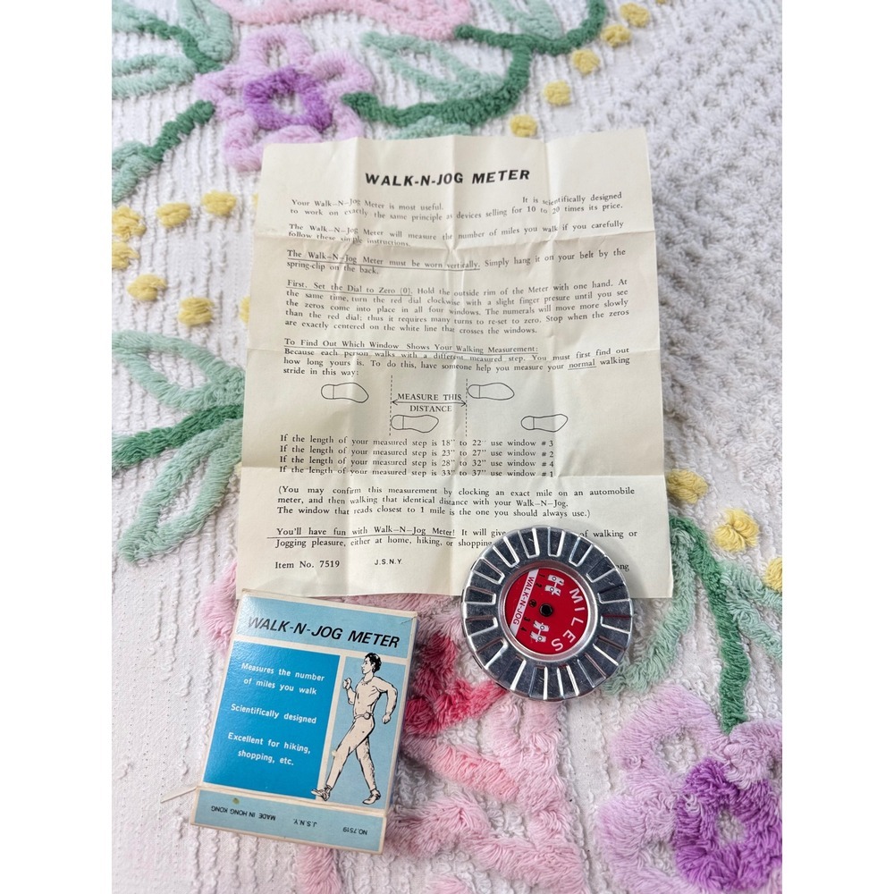 Vintage‎ Walk N Jog Meter Pedometer Device with Original Box and Instructions
